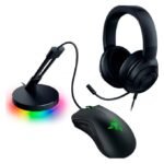 Razer Game On Bundle Gaming Combo with DeathAdder Essential Wired Mouse, Kraken X Lite Lightweight Gaming Headset, Mouse Bungee V3 Chroma