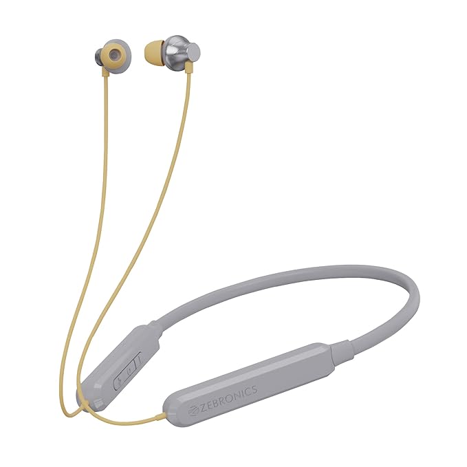 ZEBRONICS Jumbo LITE with 70 Hours Backup, Bluetooth v5.2 Wireless Neckband Type C (Grey)