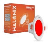 Halonix Polycarbonate 5.5W Red Kornet Junction Box led Downlighter|Cut Out- 3 inch, Dia- 4.13, Height- 1.96 inch||Downlighter for Home, Shop and Office|Pack of 1, Red.