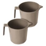 Kuber Industries Plastic Lightweight, Unbreakable Bathroom Mug 1.5 Litre (Light Brown, Pack of 2)
