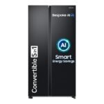 Samsung 653 L, 3 Star, Frost Free, Double Door, Convertible 5-in-1 Digital Inverter, Smart Refrigerator with WiFi (RS76CG8003B1HL, Black Matte/Black DOI)