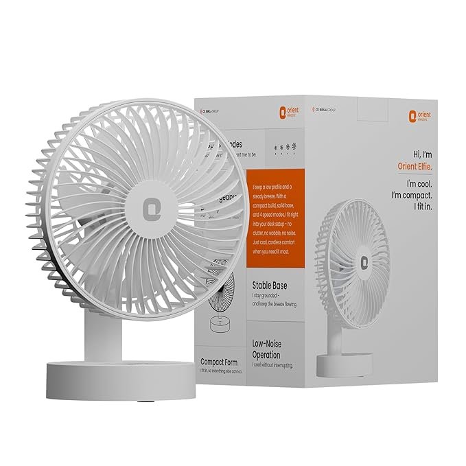 Orient Electric Elfie Rechargeable Personal Fan (White)