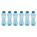 PEARLPET Twist BPA-Free Plastic Water Bottle Set |Lightweight, Leak-Proof & Freezer Safe – Pack of 6 (1000ml Each), Blue