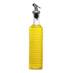 SimpArte Glass Oil and Vinegar Cruet, Seasoning Set for Dining Table, Home and Kitchen, 500 ml 30cm (Transparent) (1 Pack Oil Label)