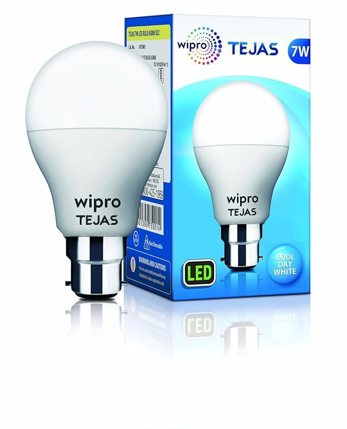 Wipro Tejas Base B22 7 Watt LED Bulb (Cool Day Light)