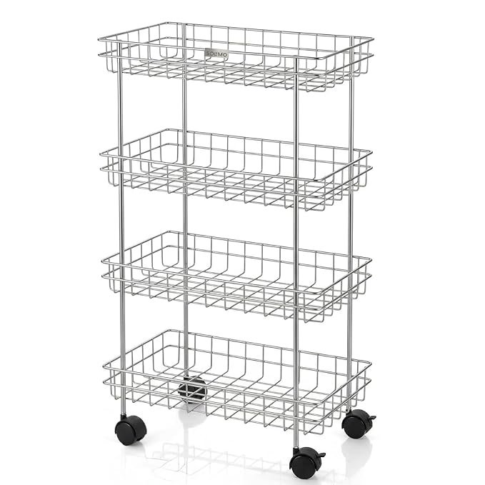 Amazon Brand Solimo 4 Tier Ventilated Storage with Swivel Wheels