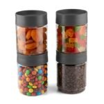 Storage Jar Set of 4 (1000ml x 4), Transparent Grey