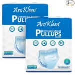 AROKLEEN Premium Adult Pull-Up Diaper Pants Medium Size, 20 Count | Waist Size 61-115 CM | 24″-45″ Inches | Unisex Pack of 2