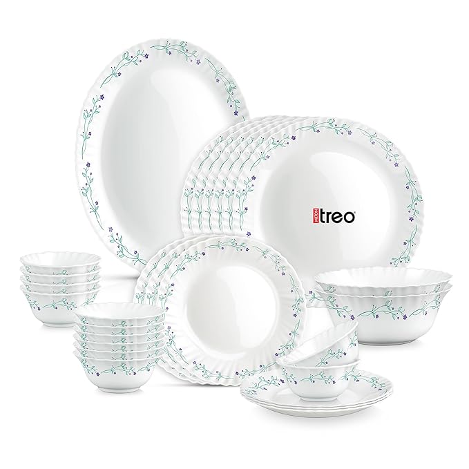 Treo by Milton Opalware Aurelia Murel Dinner Set of 27 | Serving for