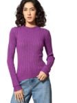 Sassafras Women Rib High Neck Full Sleeves Sweater