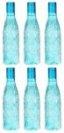 Floraware Food Grade Premium Plastic Fridge Round Water Bottle, Drinking Bottle, 1000ml Pack of 6, Blue