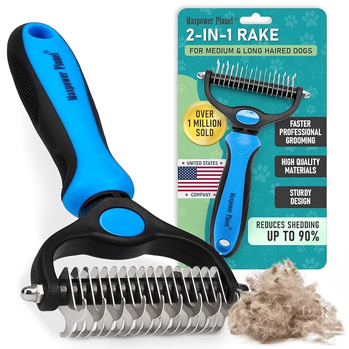 Maxpower Planet Pet Grooming Brush Double Sided Shedding and Dematting
