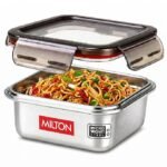 MILTON New Modulo Steel Square 450 Container with lock lid 400 ml, Silver