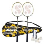 Silver’s Aluminium Camo 7.0 Badminton Kit (2 Racquets with Full Cover, 1 Box Feather Shuttlecock Pack of 3)(Yellow/Black)